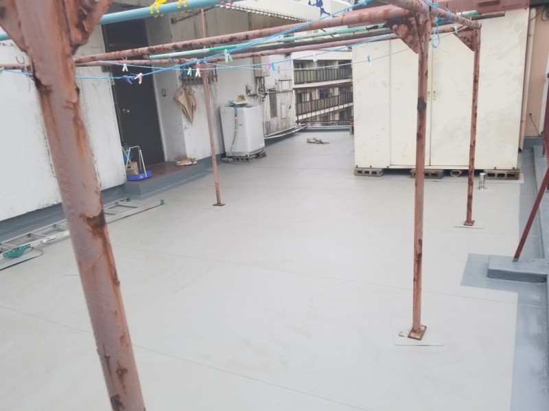 施工完了(堺市 龍神ハイツ 屋上 塩ビシート防水)