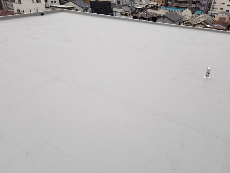 施工完了(堺市 龍神ハイツ 管理人室屋上 塩ビシート防水)